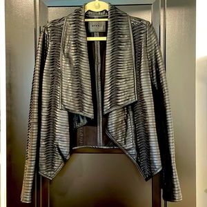 BLANKNYC Black faux leather pleated jacket